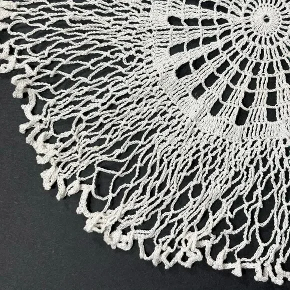 Vintage White Crochet Doily Frilly Lace Handmade Retro 13" Whimsygoth Victorian - Picture 5 of 8